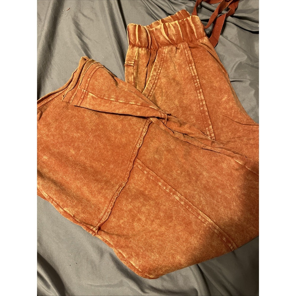 Zenana Farrah Palazzo Crop Pants Size S Orangish Rust - Picture 6 of 6